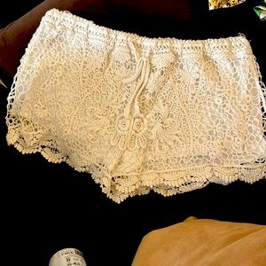 Crochet white shorts